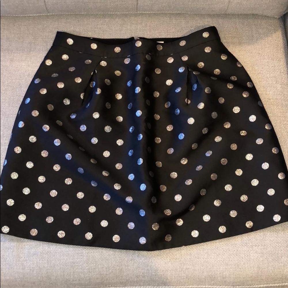 J Crew black w/silver dots skirt